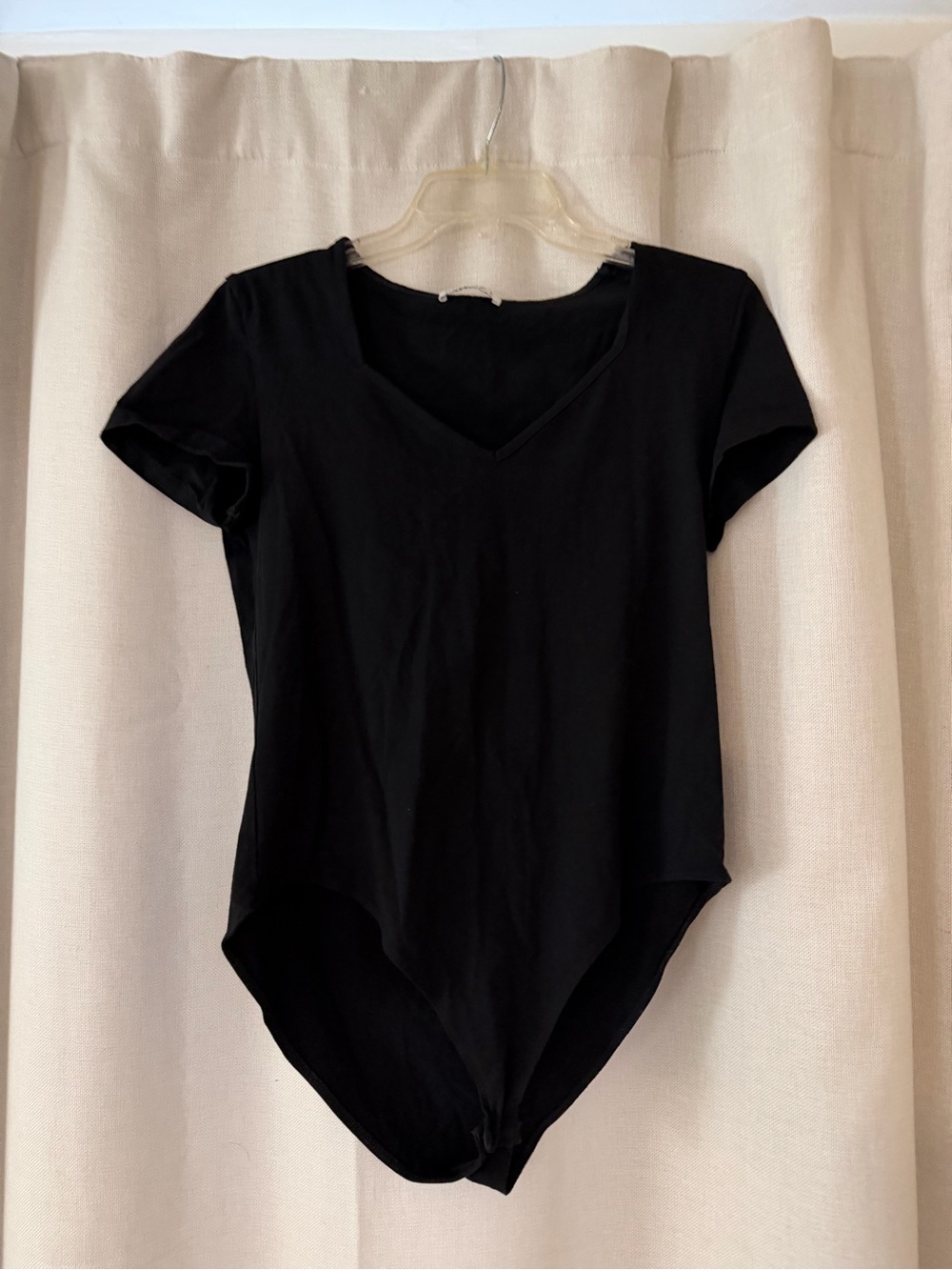 Classic Black V‑Neck Short Sleeve Bodysuit